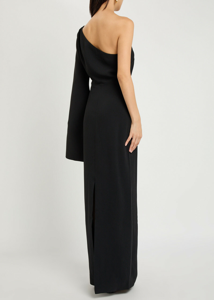 Solace London Alina One-shoulder Crepe Maxi Dress Black