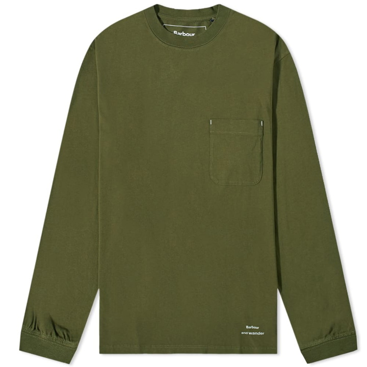 Photo: Barbour x and wander Long Sleeve T-Shirt in Dk Khaki