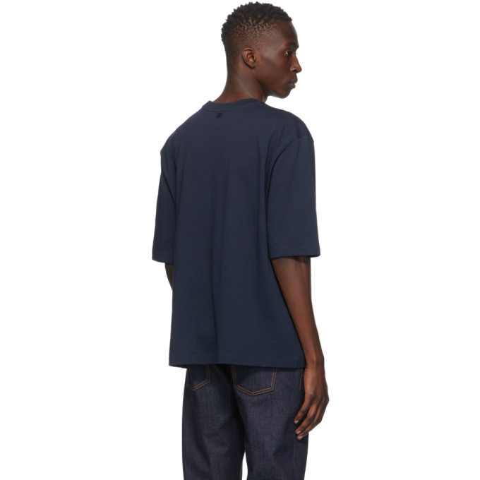AMI Alexandre Mattiussi SSENSE Exclusive Navy Ami De Coeur T-Shirt