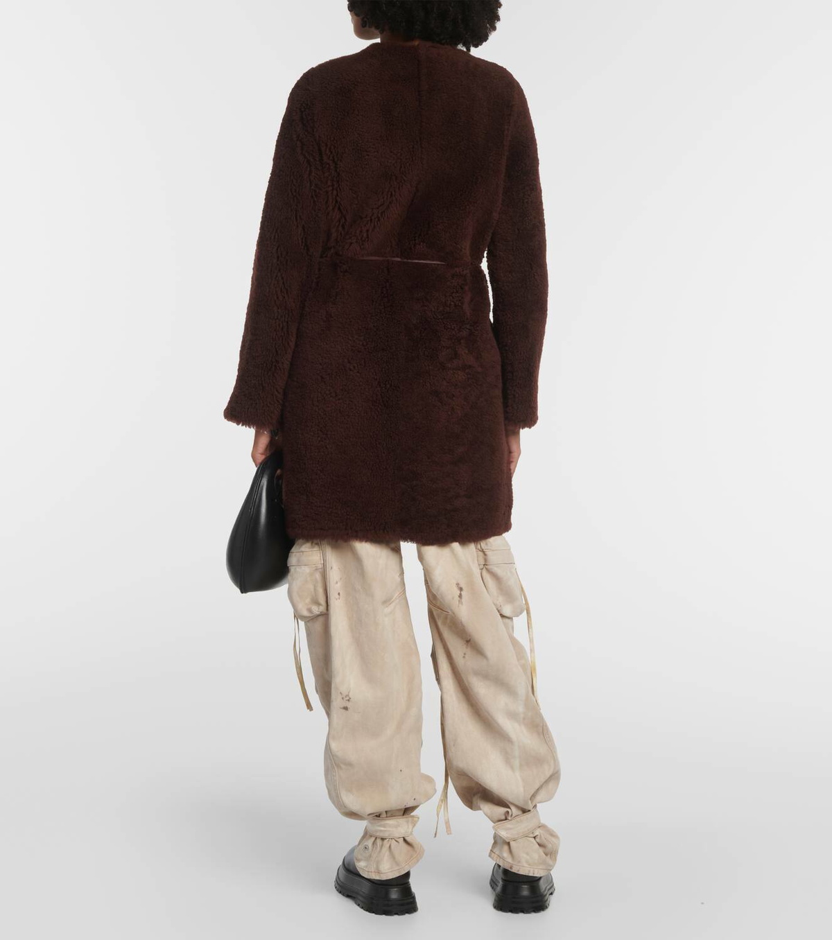Yves Salomon Belted shearling coat