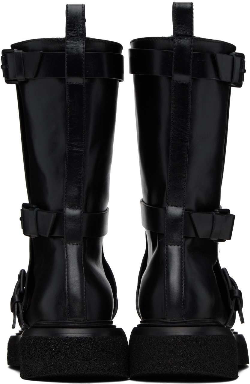 Max Mara Black Leather Biker Boots Max Mara
