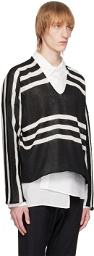 Sulvam Black Striped Sweater