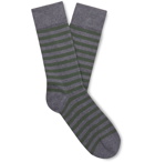 John Smedley - Hecate Striped Sea Island Cotton-Blend Socks - Gray