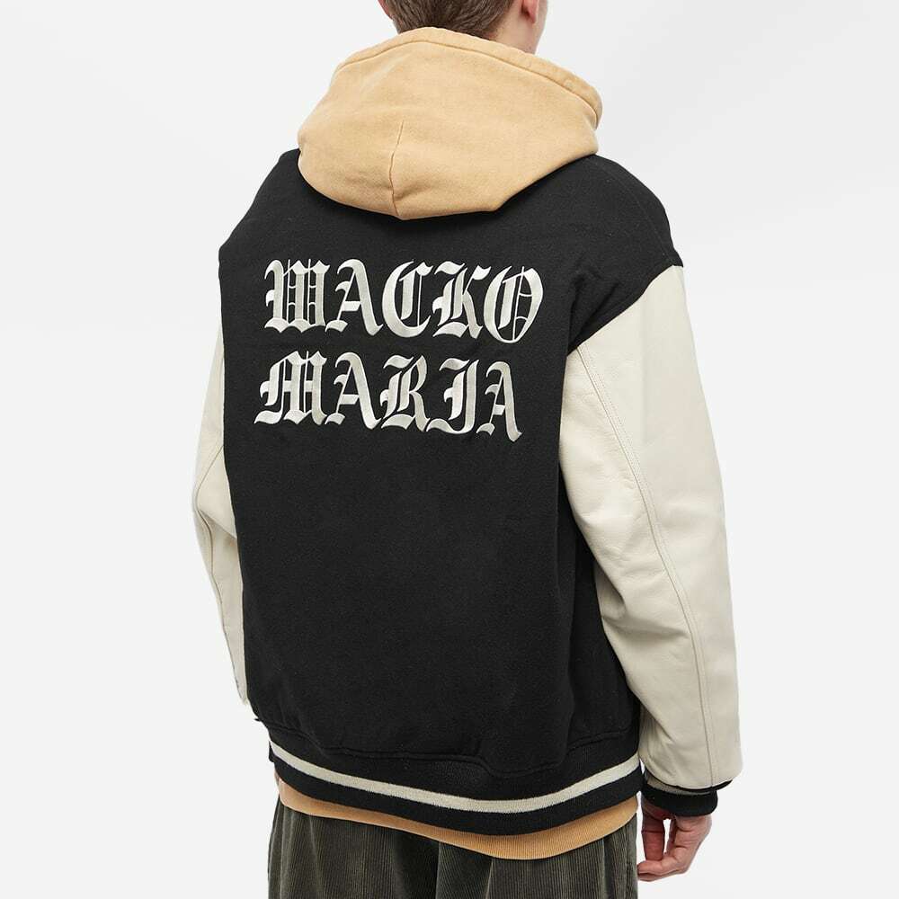 Wacko Maria Men's Type 3 Leather Varsity Jacket in Black Wacko Maria