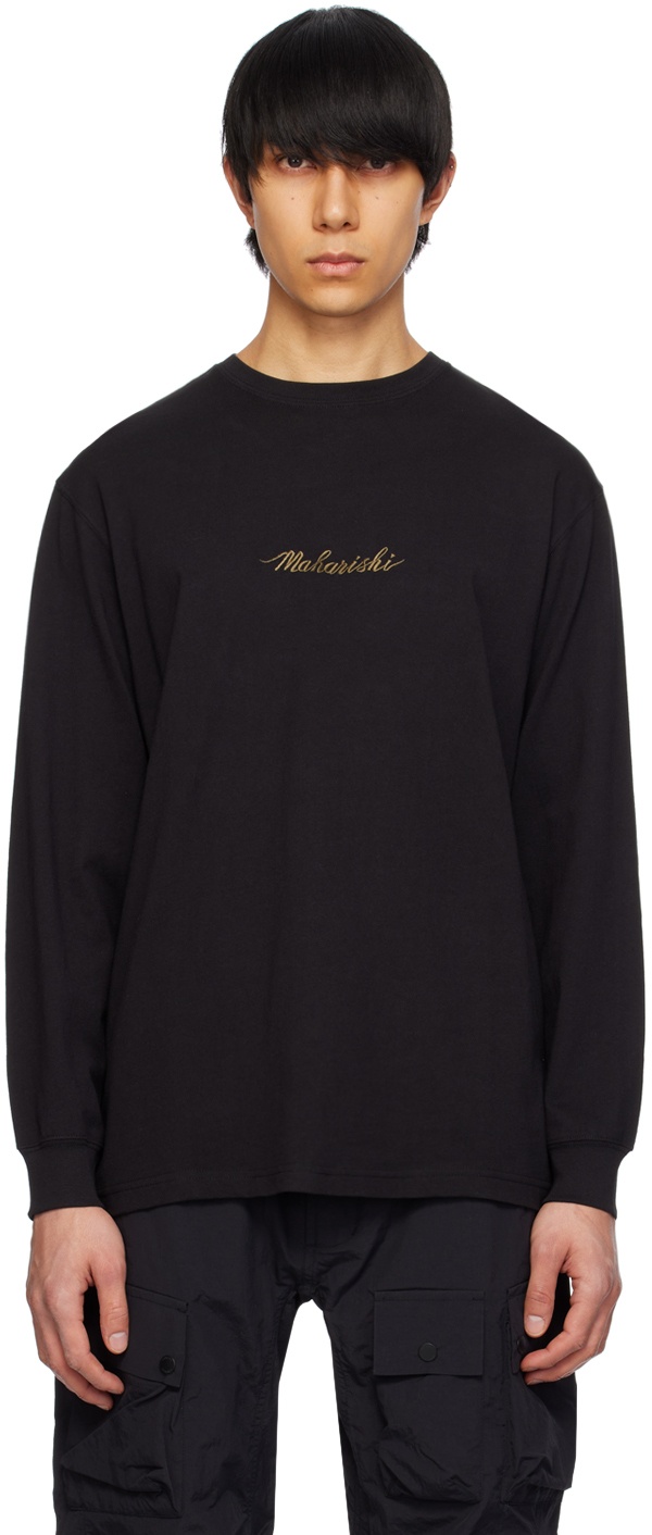 Photo: Maharishi Black Embroidered Long Sleeve T-Shirt