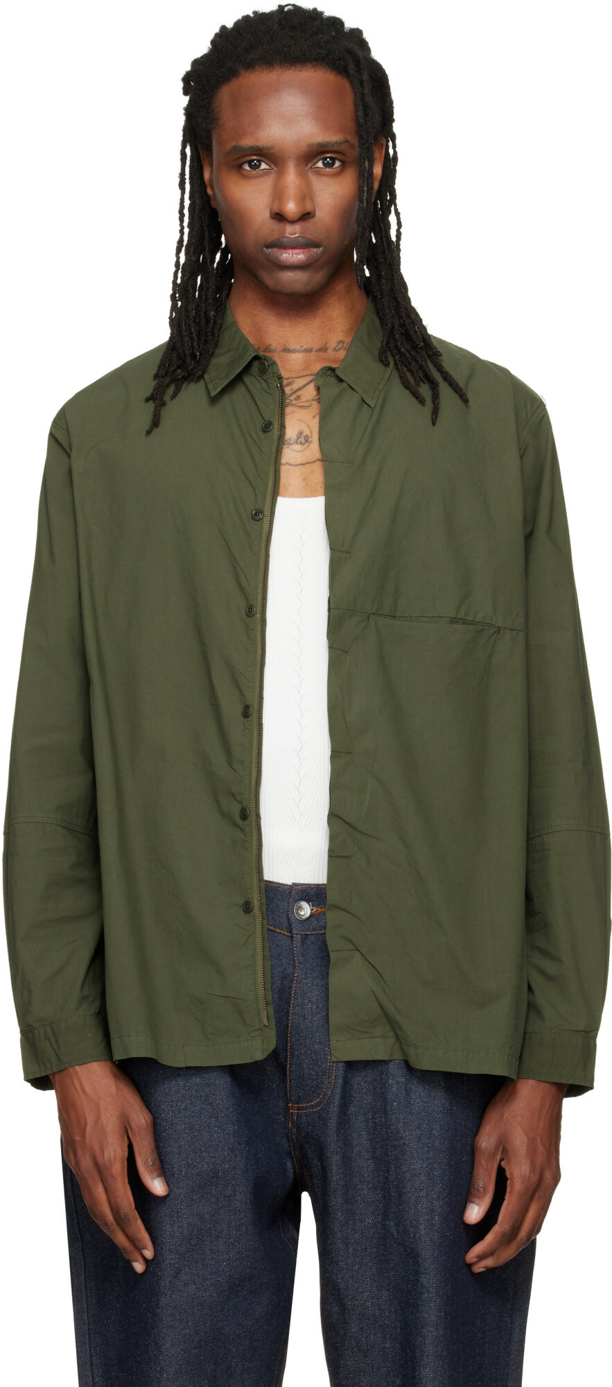 YMC Green Blackout Overshirt