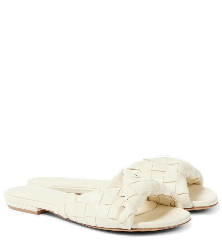 Photo: Bottega Veneta Blink Intrecciato leather slides