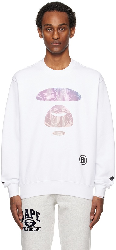 Photo: AAPE by A Bathing Ape White Holographic Sweatshirt