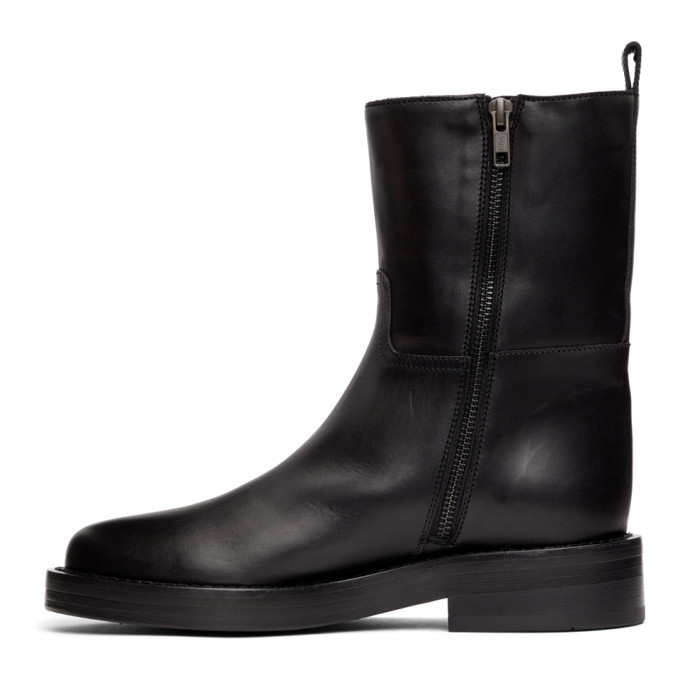 ANNDEMEULEMEESTER
 アンドゥムルメステール 希少ストール Ann Demeulemeester black tall boots with curved zipper (36.5