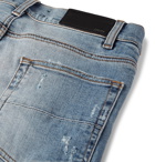 AMIRI - Skinny-Fit Panelled Distressed Stretch-Denim Jeans - Light denim