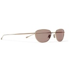 Eyevan 7285 - Oval-Frame Gold-Tone Titanium Sunglasses - Silver
