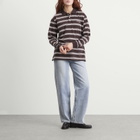 DUNST Women's Long Sleeve Polo Top in Brown Stripe