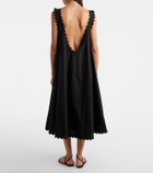Juliet Dunn Embroidered scalloped cotton poplin midi dress