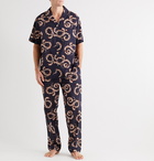 Desmond & Dempsey - Printed Organic Cotton Pyjama Trousers - Blue