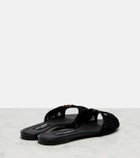 Dolce&Gabbana DG leather-trimmed lace slides