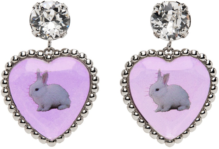 Photo: Safsafu SSENSE Exclusive Silver & Purple Bunny Bff Earrings