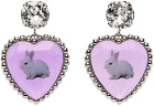 Safsafu SSENSE Exclusive Silver & Purple Bunny Bff Earrings