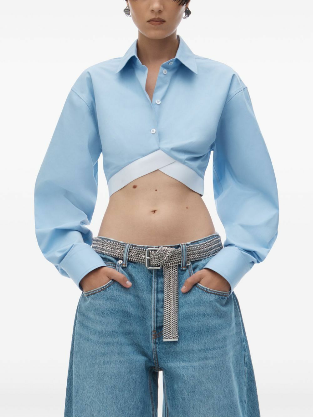 Alexander Wang Logo-Band Cropped Shirt Alexander Wang