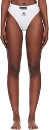 Marine Serre White Moon Logo Stretched Jersey High-Waist Briefs