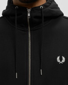 Fred Perry Hooded Zip Through Sweatshirt Black - Mens - Hoodies|Zippers