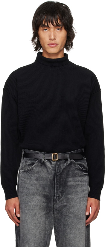Photo: AURALEE Black Super Fine Wool Turtleneck