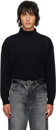AURALEE Black Super Fine Wool Turtleneck