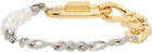 IN GOLD WE TRUST PARIS Gold & Silver Pearl Figaro Bracelet