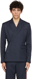 Charles Jeffrey Loverboy Navy Wool Double-Breasted Blazer