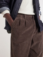 Rag & Bone - Wide-Leg Pleated Cotton-Blend Corduroy Trousers - Brown