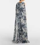 Oscar de la Renta Caped silk gown