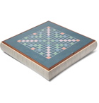 Linley - Leather and Wood Stacking Games Compendium - Scrabble and Trivial Pursuit - Brown
