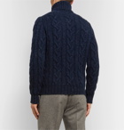 Kingsman - Cable-Knit Donegal Wool and Cashmere-Blend Rollneck Sweater - Blue