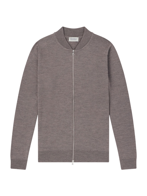 Photo: John Smedley - Maclean Merino Wool Zip-Up Sweater - Gray