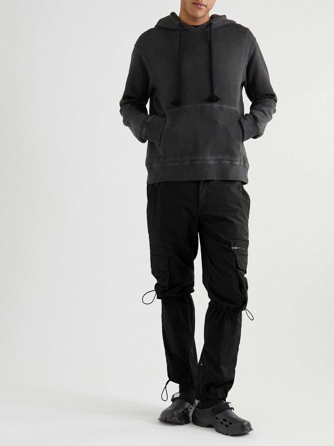 SAIF UD DEEN - Straight-Leg Shell Cargo Trousers - Black