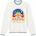 Casablanca Men's Casa Intarsia Crew Knit in White