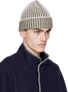 3MAN Khaki & White Ribbed Beanie