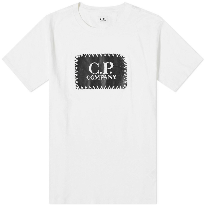 Photo: C.P. Company Men's 30/1 Jersey Label Style Logo T-Shirt in Gauze White