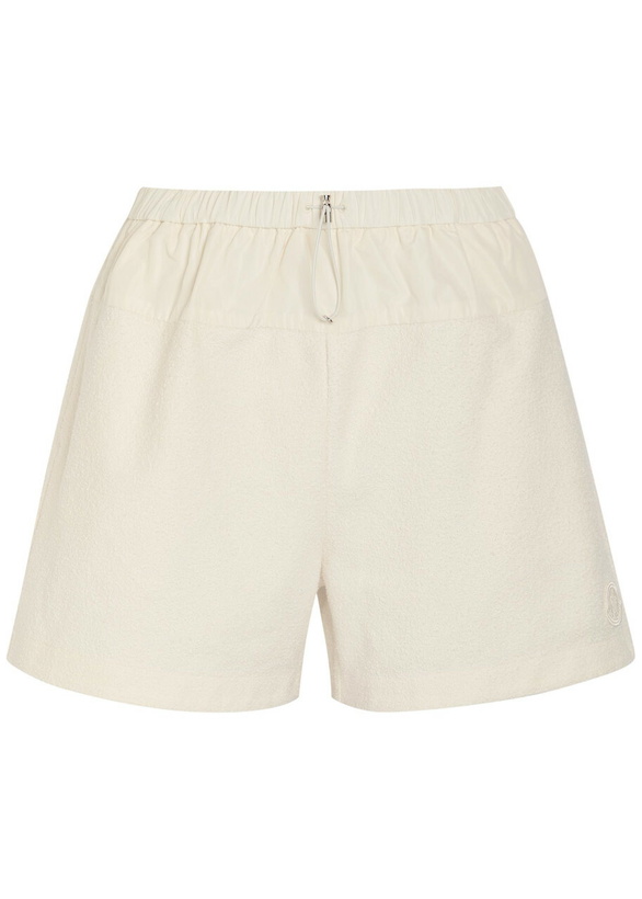Photo: Moncler Logo-appliquéd Shell and Bouclé Shorts Cream