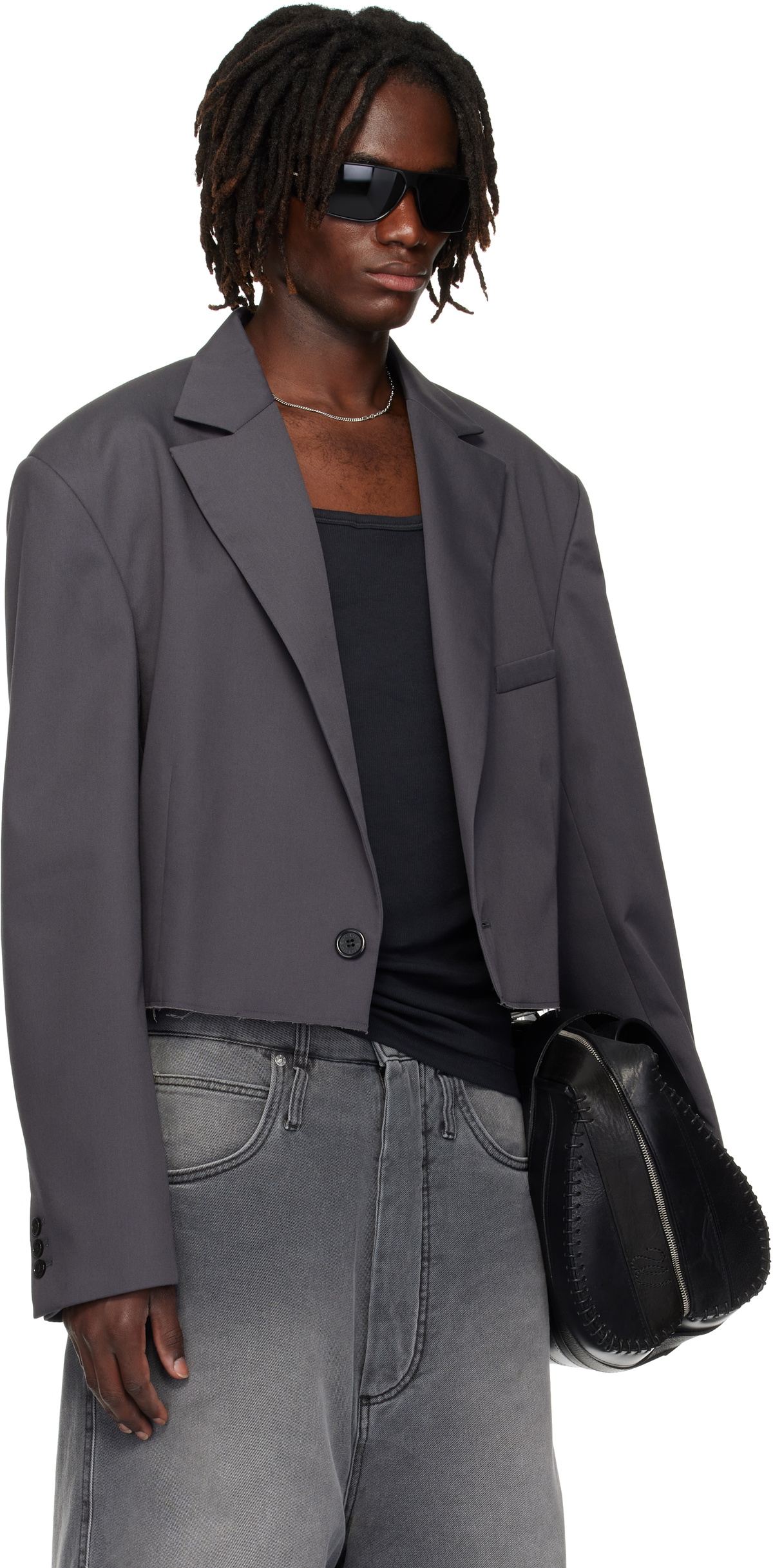 LU'U DAN Gray Slashed Blazer