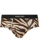 TOM FORD - Zebra-Print Stretch-Cotton Briefs - Black