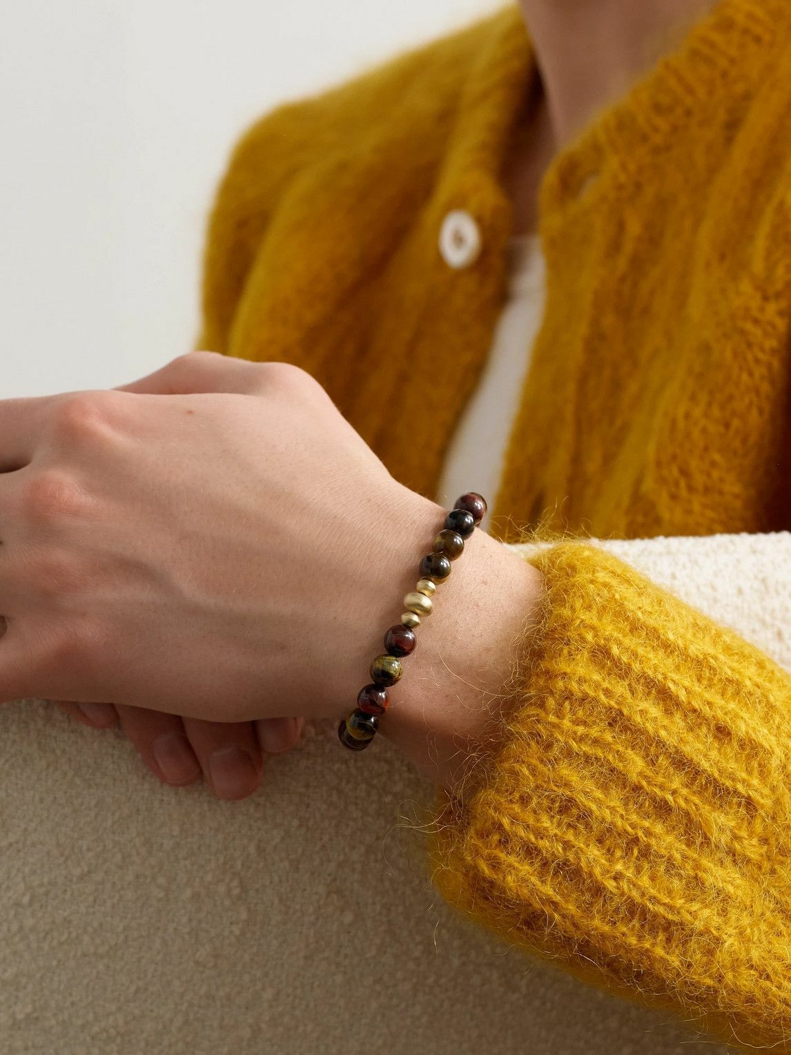 Jacquie Aiche - Tigers Eye and 14-Karat Gold Beaded Bracelet