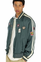 Diesel Satin bomber jacket with patches - Jackets Mens in Green