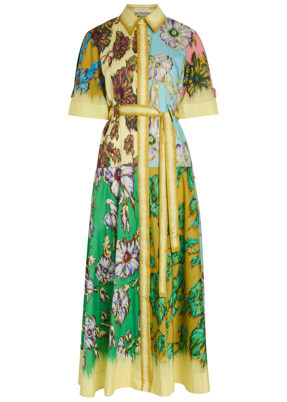 Alemais Jerry Floral-print Cotton Midi Shirt Dress Multicoloured