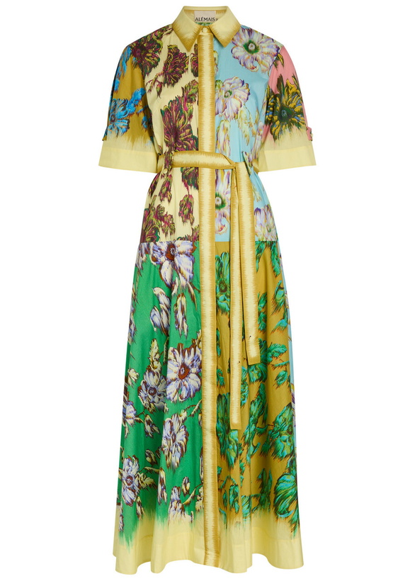 Photo: Alemais Jerry Floral-print Cotton Midi Shirt Dress Multicoloured