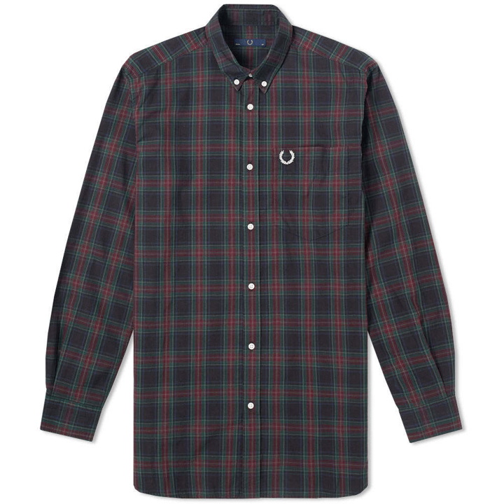 Photo: Fred Perry Laurel Overdyed Button Down Tartan Shirt Black