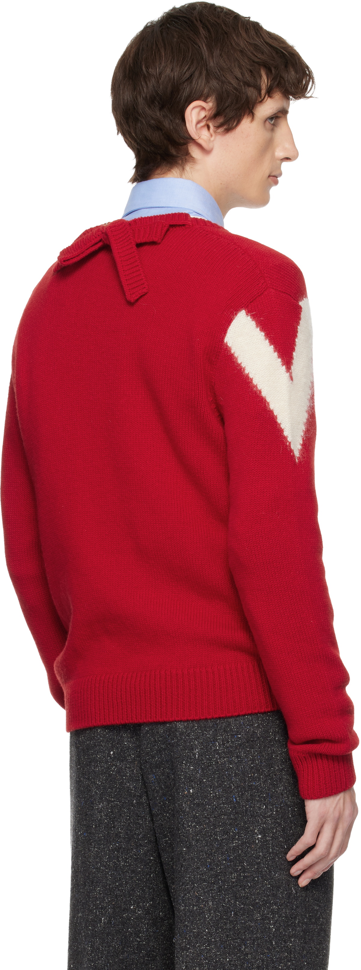 Valentino Red Wool VLogo Bow Sweater