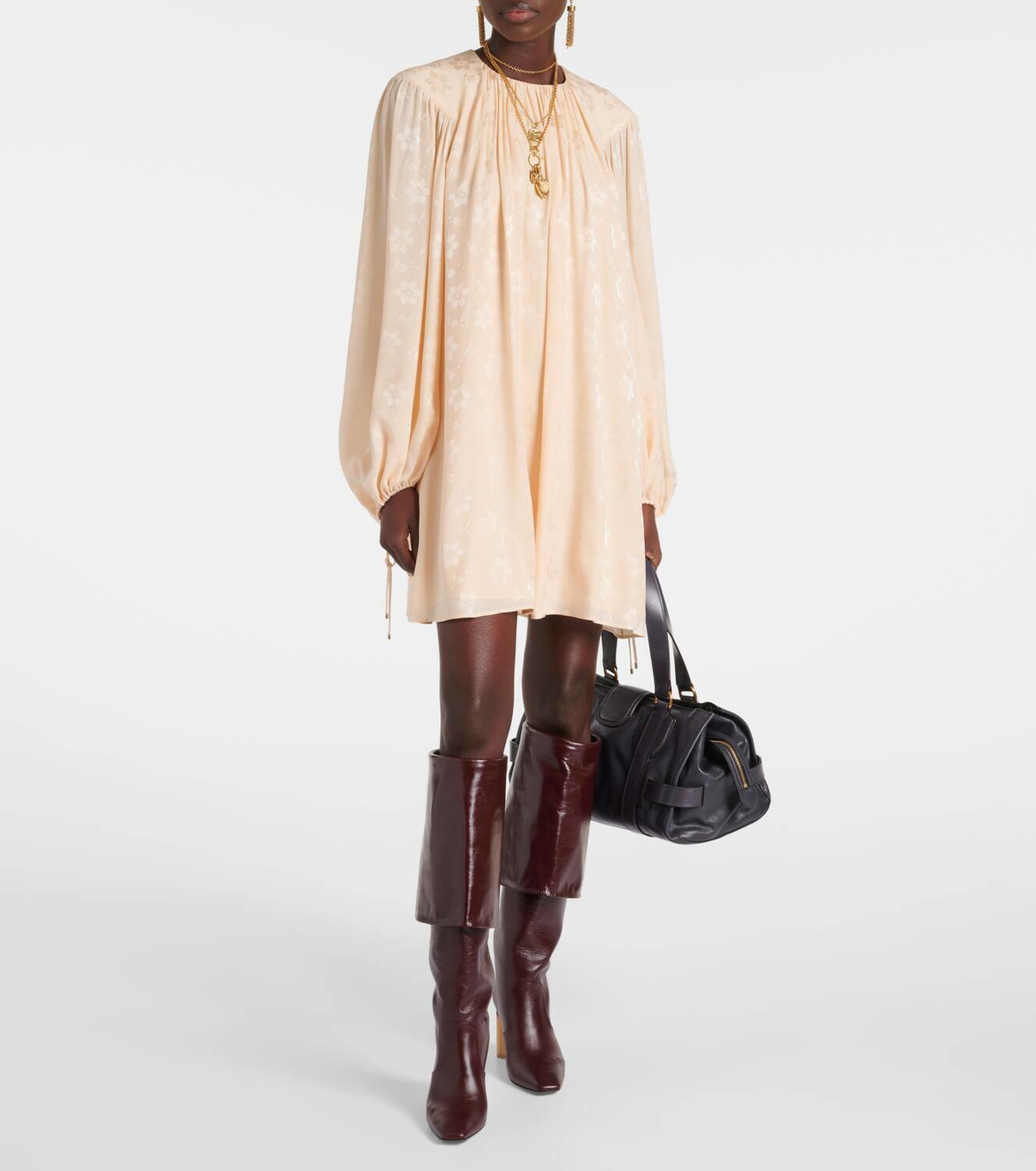 【送関込】Chloe☆クロエ Gathered mini dress in silk jacquard Chloé Gathered floral silk jacquard minidress Chloe