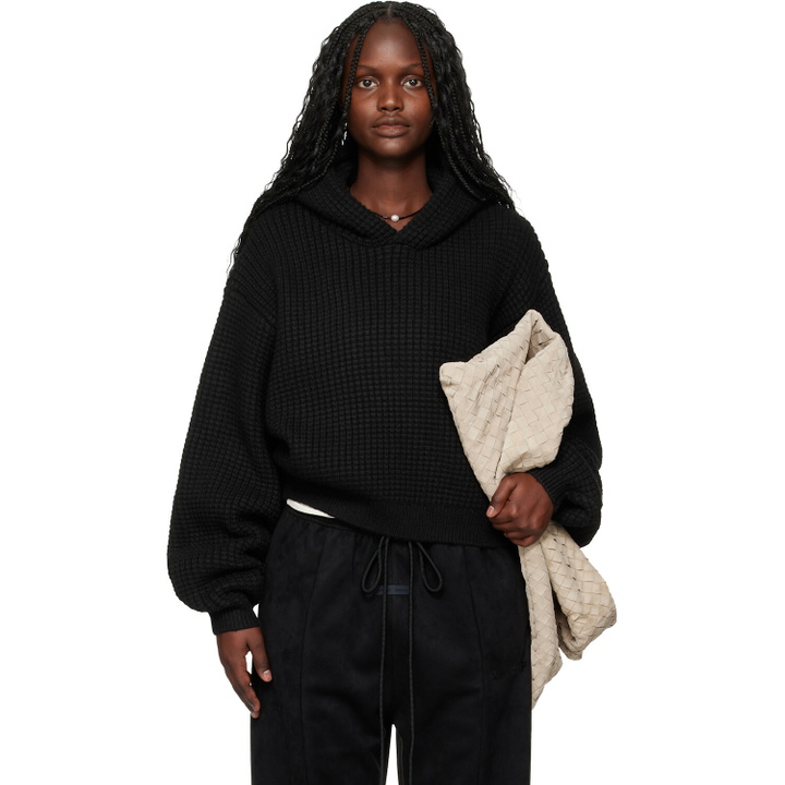 Photo: Fear of God ESSENTIALS Black Holiday Heavy Waffle 90s Hoodie