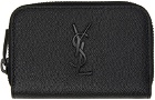 Saint Laurent Black Calfskin Zip Wallet