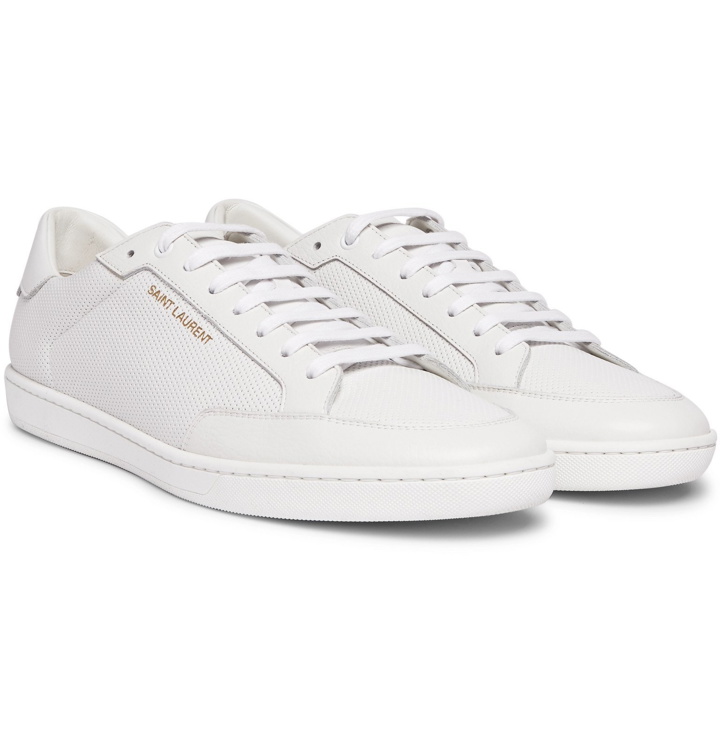 Photo: SAINT LAURENT - SL/10 Perforated Leather Sneakers - White
